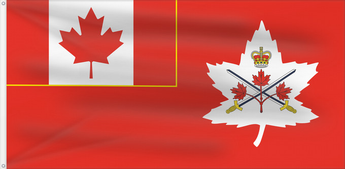Bandera, con dos ojales metálicos y lado del asta reforzado: Canadian Army	Canadian Army, adopted in 14 July 2016	Armée canadienne (adoptée le 14 juillet 2016)	Ejército Canadiense (adoptado 14 de julio de 2016)	Kanadische Armee (angenommen 14. Juli 2016)	Esercito Canadese (adottato il 14 luglio 2016)