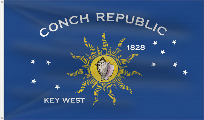 Flag, with two metal eyelets and reinforced hoist: Key West, Florida	Conch Republic  Key West