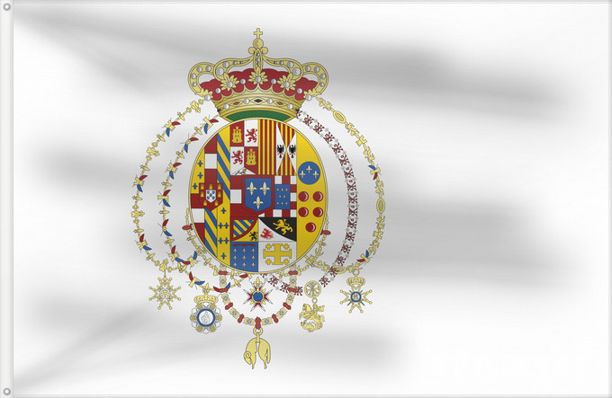Flag, with two metal eyelets and reinforced hoist: Kingdom of the Two Sicilies  1816	It is easy to put a border around this flag image	Royaume des Deux-Siciles (1816)	Reino de las Dos Sicilias (1816)	Königreich beider Sizilien (1816)	Analisi illustrata dello stemma