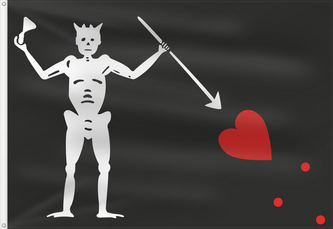 Flag, with two metal eyelets and reinforced hoist: Pirate Flag of Blackbeard Edward Teach Illustration of Blackbeard s Jolly Roger flag