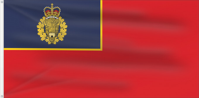 Drapeau, avec deux œillets métalliques et guindant renforcé : Royal Canadian Mounted Police	Corps Ensign of the Royal Canadian Mounted Police	Enseigne de corps de la Gendarmerie royale du Canada