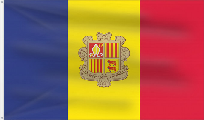 Flag, with two metal eyelets and reinforced hoist: Andorra civil Andorra - civil version Andorre Andorra