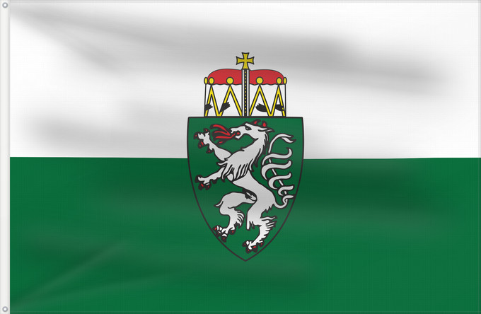 Bandera, con dos ojales metálicos y lado del asta reforzado: Styria	White-green. Colours of the state of Styria	Styrie	Estiria	Weiß-grün. Landesfarben der Steiermark	Stiria
