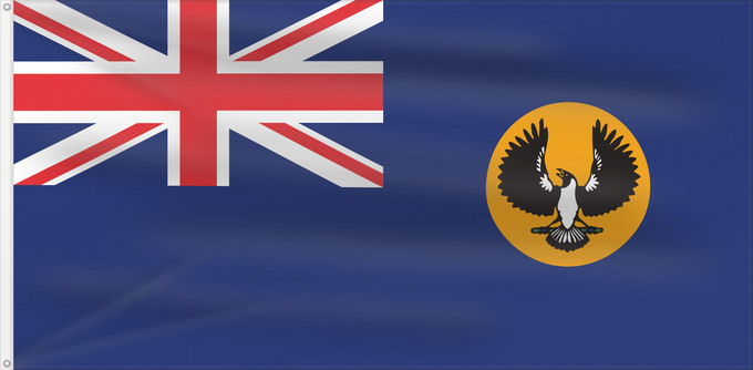 Bandera, con dos ojales metálicos y lado del asta reforzado: South Australia	Australie-Méridionale	Australia Meridional