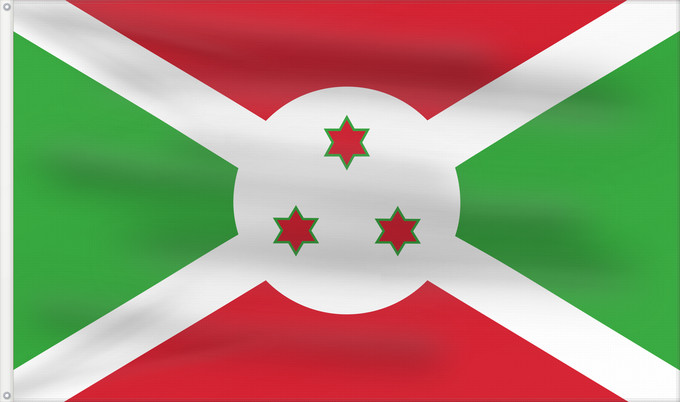 Bandera, con dos ojales metálicos y lado del asta reforzado: Burundi