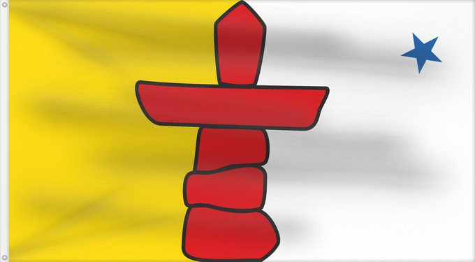 Drapeau, avec deux œillets métalliques et guindant renforcé : Nunavut	Banniel tiriad Nunavut, Kanada	ᓄᓇᕘᑉ ᓴᐃᒻᒪᑎ