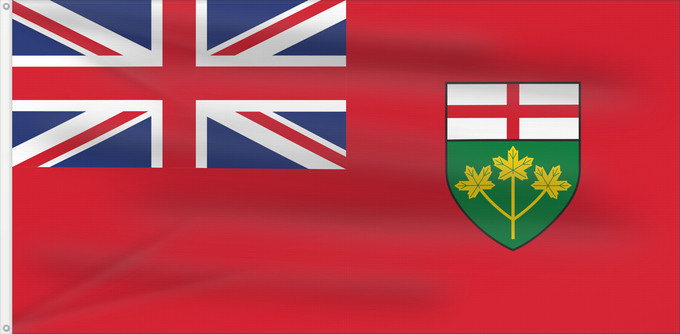Drapeau, avec deux œillets métalliques et guindant renforcé : Ontario	L Ontario	Banniel proviñs Ontario, Kanada