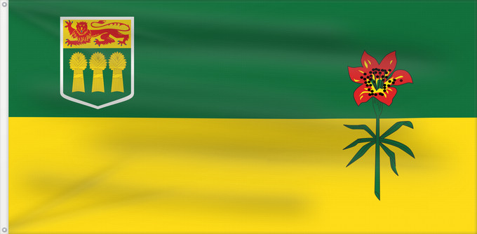 Bandiera, con due occhielli metallici e lato dell'asta rinforzato: Saskatchewan Banniel proviñs Saskatchewan, Kanada