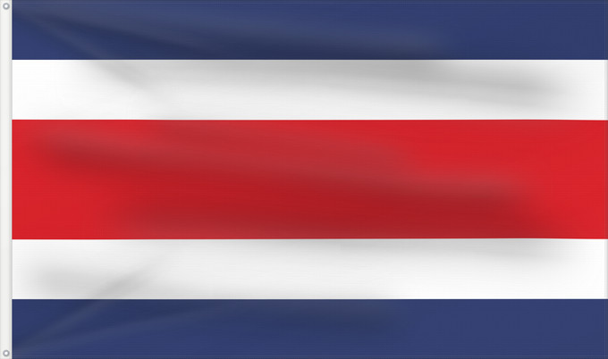Bandera, con dos ojales metálicos y lado del asta reforzado: Costa Rica Costa Rica sin armas Costa Ricas Costarica Banniel Costa Rica Kostariko Costa Ricako bandera Costa Rican Kostarika Pāmitl Necuiltōnolhuēyātēnco Kustarika unanchan Флаг Коста-Рики Kostarike