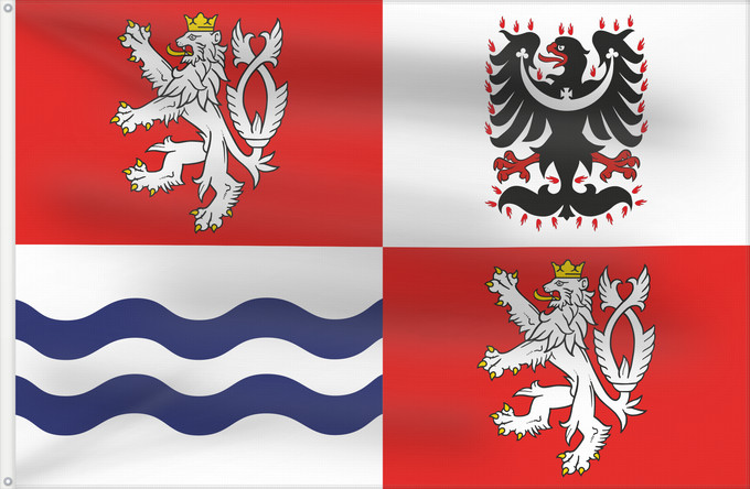 Bandera, con dos ojales metálicos y lado del asta reforzado: Central Bohemian Region	Région de Bohême centrale	Región de Bohemia Central	Mittelböhmische Region