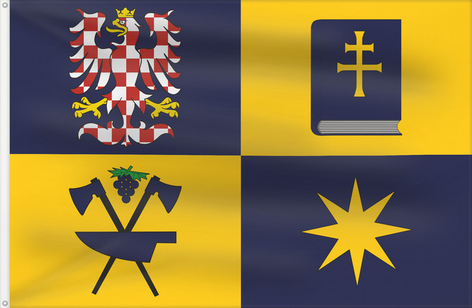 Bandera, con dos ojales metálicos y lado del asta reforzado: Zlin Region	Zlín Region	Région de Zlín	Región de Zlín	Region Zlín