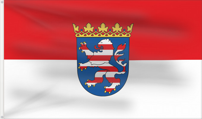 Bandera, con dos ojales metálicos y lado del asta reforzado: Hesse	Hessen	Assia