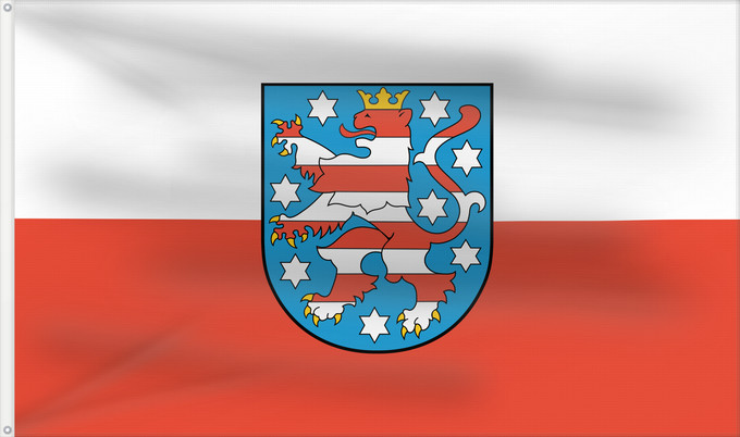 Flag, with two metal eyelets and reinforced hoist: Thuringia Thuringe Turingia Thüringen
