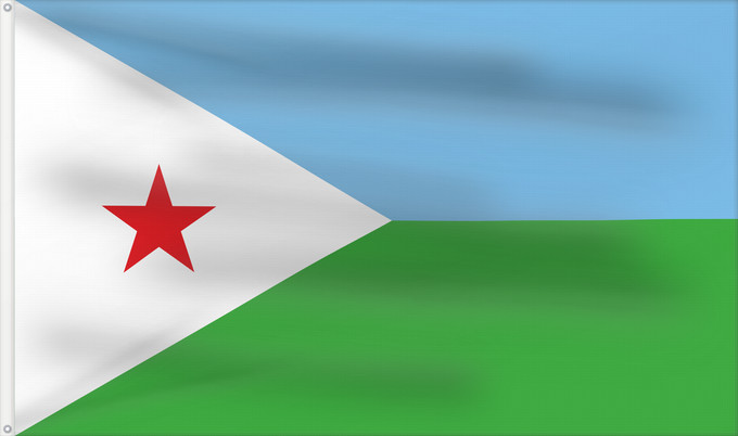 Drapeau, avec deux œillets métalliques et guindant renforcé : Djibouti	Yibuti	Dschibuti	Gibuti	Vo Dschibuti	የጅቡቲ ሰንደቅ ዓላማ	علم جيبوتي	জিবুতির পতাকা	Banniel Djibouti	Džibutská vlajka	Ĝibutio	Djibutiko bandera	Djiboutin	Ala Cîbutî	Džibučio	Sainan i Dziboti	Jiboti	Džibutija	Jabuuti	Djiboutis	Jibuti