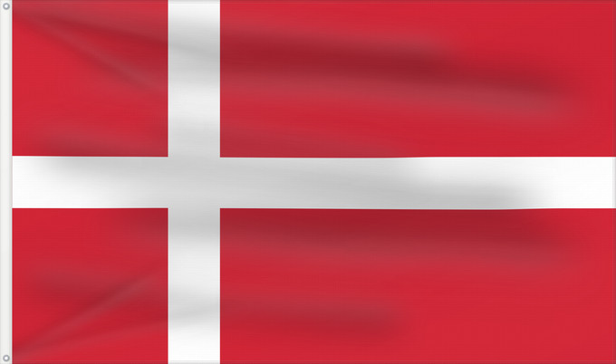 Bandera, con dos ojales metálicos y lado del asta reforzado: Denmark	Denmark   stutflag  version	Danemark	Dinamarca	Dänemarks	Danimarca	Denemarken	Danii	علم الدنمارك	Danimarka	Сцяг Даніі	Национално знаме на Дания	Banniel Danmark	Danske	Dánská vlajka	Danmarks flag - Dannebrog	Σημαία της Δανίας	Danio - Dannebrog	Taan
