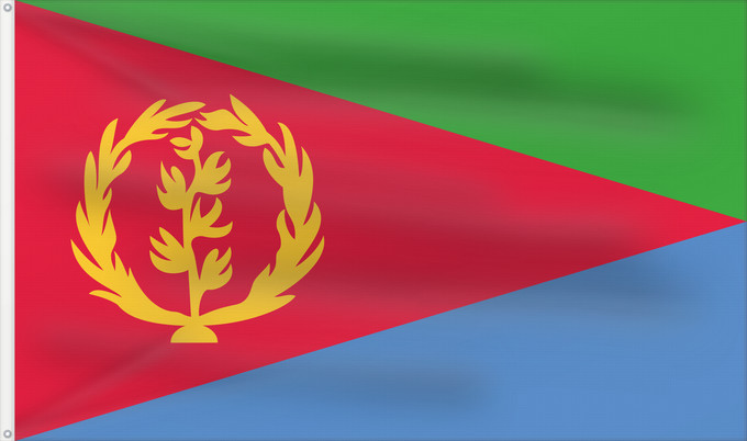 Drapeau, avec deux œillets métalliques et guindant renforcé : Eritrea L Érythrée Dell Eritrea የኤርትራ ባንደራ علم إريتريا Af Eritrea Eritreo پرچم اریتره דגל אריתריאה Alaabaa Eritrea Флаг Эритреи S Eritrea Eritreje Eratareya Eritreas ባንደራ ኤርትራ