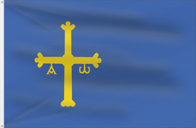 Drapeau, avec deux œillets métalliques et guindant renforcé : Asturias	Principality of Asturias	Principauté des Asturies	Principado de Asturias	Asturien	D Asturies	Флаг Астурии
