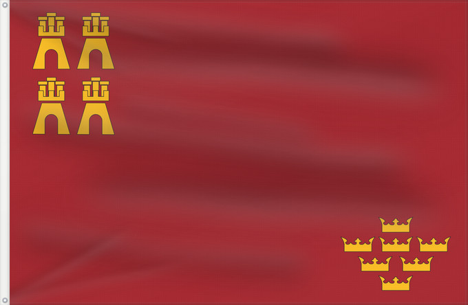 Bandera, con dos ojales metálicos y lado del asta reforzado: Region of Murcia Autonomous Community of the Region of Murcia région de Murcie Comunidad Autónoma de la Región de Murcia Region Murcia Murcia