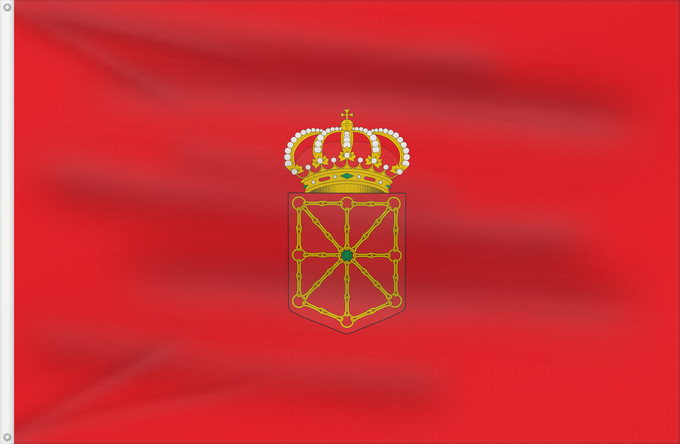 Bandera, con dos ojales metálicos y lado del asta reforzado: Navarra	Navarre  Spain  Article 7.2. of the LORAFNA stipulates  The flag of Navarre is red	Communauté Forale de Navarre	Comunidad Foral de Navarra	Navarre	Nafarroako Foru Komunitatea bandera Nafarroako armarria