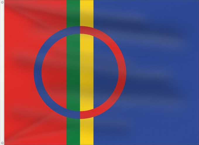 Flag, with two metal eyelets and reinforced hoist: Sami	The Sami	Laponie	Laponia	Lappland	Lapponia	Sámská vlajka	Samea	Saamen	Det samiske flagget	Sámi leavga	Samernas