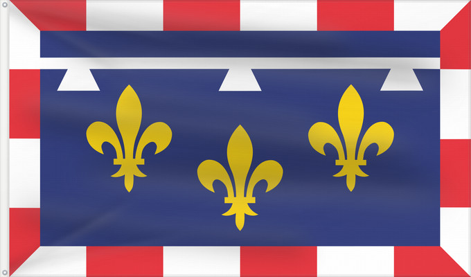 Flag, with two metal eyelets and reinforced hoist: Centre-Val de Loire Unofficial flag of Centre region in France Non-officiel de la région Centre-Val de Loire en France Centro Centre Banniel anofisiel Kreiz-Traoñ al Liger e Frañs