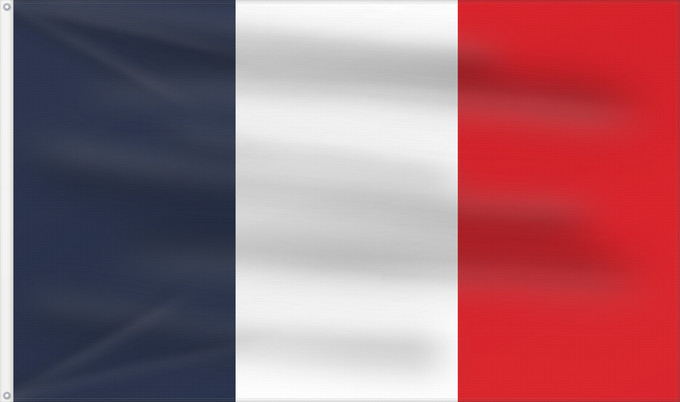 Bandera, con dos ojales metálicos y lado del asta reforzado: France	Francia	Frankreich	France in #002654, #FFFFFF, #CE1126