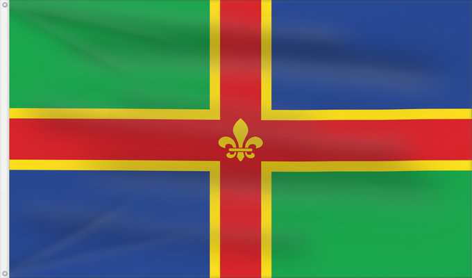 Bandera, con dos ojales metálicos y lado del asta reforzado: Lincolnshire Lincolnshire county