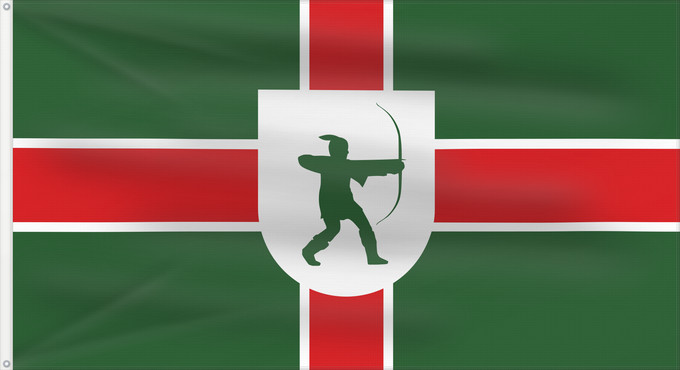 Bandera, con dos ojales metálicos y lado del asta reforzado: County Flag of Nottinghamshire	Nottinghamshire	Snotingahāmscīre fana