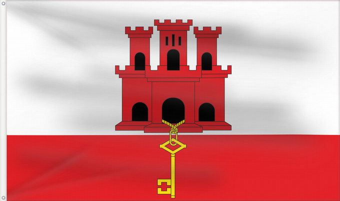 Drapeau, avec deux œillets métalliques et guindant renforcé : Gibraltar Gibilterra Banniel Jibraltar Gibraltarko bandera