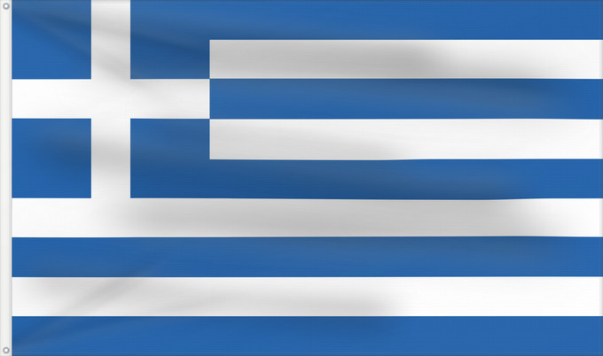 Flag, with two metal eyelets and reinforced hoist: Greece Greece since 1978 and Naval Ensign of Greece since 1828 Grèce depuis 1978 et insigne naval de la Grèce depuis 1828 Grecia Griechenland Griekenland Grécia Grecji Yunanıstan Знаме на Гърция গ্রীসদেশীয় পতাকা Banniel Gres Řecká vlajka Gwlad Groe