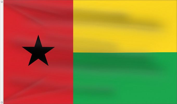 Flag, with two metal eyelets and reinforced hoist: Guinea-Bissau	Guinée-Bissau	Guinea-Bissaus	Guiné-Bissau	Gvineo Bisaŭa	پرچم گینه بیسائو	Флаг Гвинеи-Бисау	Gvineje Bissau