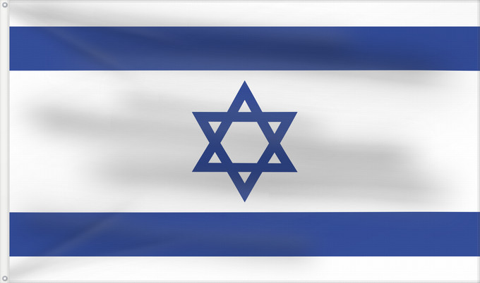 Bandera, con dos ojales metálicos y lado del asta reforzado: Israel	D Israël	Israeliana	Israël	Israhēls fana	علم دولة إسرائيل	ܐܬܐ ܕܐܝܣܪܐܝܠ	Сьцяг Дзяржавы Ізраілю	Izraele	Israels	Σημαία του Ισραήλ	Israelo	پرچم اسرائیل	Iosrael	Brattagh Israel	דגל ישראל	Izraela	Izrael	Իսրայել դրոշը	Li flagga del Israel	ისრაელის დროშა	