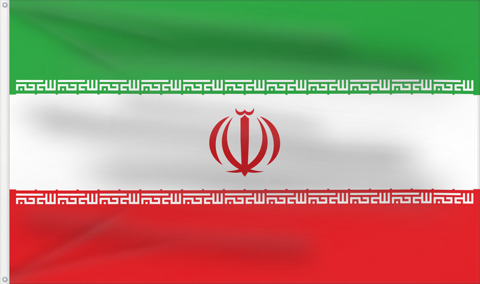 Flag, with two metal eyelets and reinforced hoist: Iran	Irán