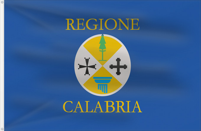 Drapeau, avec deux œillets métalliques et guindant renforcé : Calabria	Kalabrien	Regione italiana Calabria	Bannera di la riggiuni d Italia Calabbria
