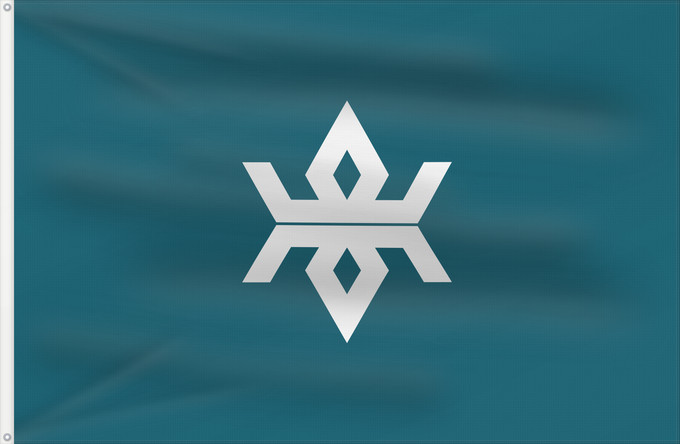 Bandiera, con due occhielli metallici e lato dell'asta rinforzato: Iwate Prefecture Préfecture d'Iwate prefectura de Iwate Präfektur Iwate 岩手県旗