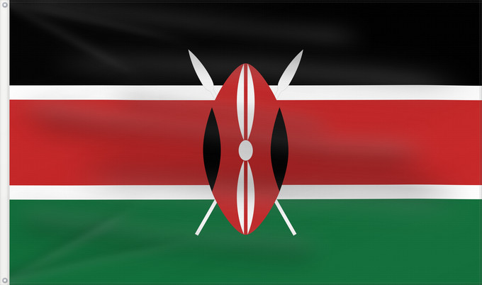 Drapeau, avec deux œillets métalliques et guindant renforcé : Kenya	Kenia	Quénia	Kenii	የኬንያ ሰንደቅ ዓላማ	علم كينيا	Keniya	Сцяг Кеніі	কেনিয়ার ফিরালহান	Kenije	Keňská vlajka	Kenyas	Σημαία της Κένυας	Kenja	Kenya lipp	Kenian	דגל קניה	केन्या का ध्वज	ケニアの国旗	კენიის დროშა	케냐의 국기	Kenijos	Знаме на Кенија	Kenyas flagg	Флаг Кении	K