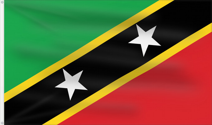 Drapeau, avec deux œillets métalliques et guindant renforcé : Saint Kitts and Nevis	Saint-Christophe-et-Niévès	San Cristóbal y Nieves	St. Kitts und Nevis	Saint Kitts e Nevis	Saint Kitts a Nevis	Shan Críostóir-Nimheas	Sen Kitts ha Nevis	Флаг Сент-Китса и Невиса	Saunt Kitts an Nevis	Saint Kittsa in Nevisa