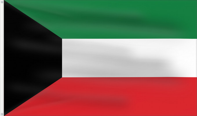 Flag, with two metal eyelets and reinforced hoist: Kuwait	Koweït	Kuwaitlabel QS Les