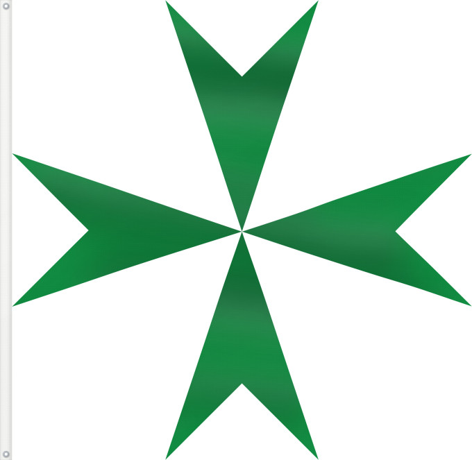 Bandera, con dos ojales metálicos y lado del asta reforzado: Militärischer und Hospitalischer Orden des Heiligen Lazarus von Jerusalem
