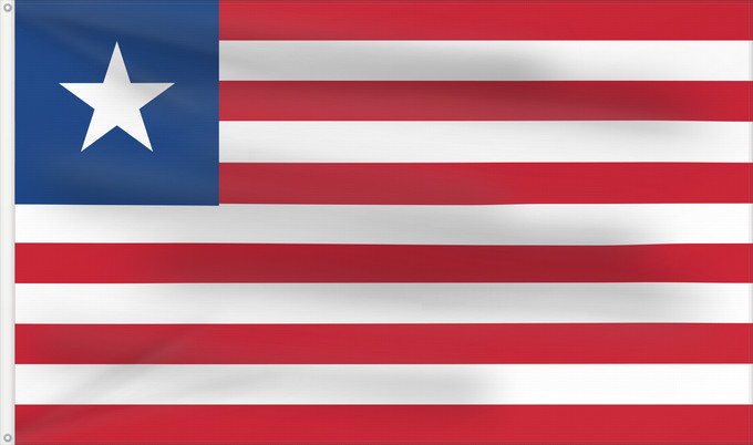 Flag, with two metal eyelets and reinforced hoist: Liberia Libérie پرچم لیبریا Liberian Liberiei Liberije