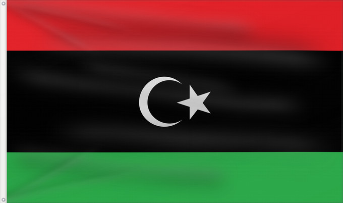 Flag, with two metal eyelets and reinforced hoist: Libya	The national flag of Libya	La Libye	Libia	Libyen	Libië	Líbia	علم ليبيا	Banniel Libia	Libije	Liibüa lipp	דגל לוב	リビアの国旗。	리비아의 국기	Libyas flagg	Libiei	Флаг Ливии	ⵍⵉⴱⵢⴰ ⴰⵛⵏⵢⴰⵍ ⵏ ⵍⵉⴱⵢⴰ