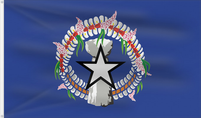 Bandera, con dos ojales metálicos y lado del asta reforzado: Northern Mariana Islands Îles Mariannes du Nord Islas Marianas del Norte Nördliche Marianen Isole Mariana del Nord