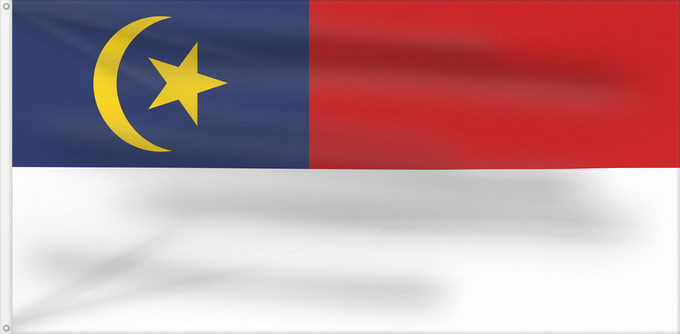 Bandera, con dos ojales metálicos y lado del asta reforzado: Malacca	Malaca	Malakka	Malaysian state Malacca. Drawn by Mysid