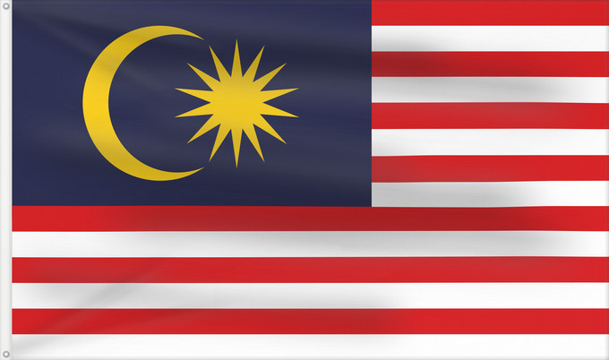 Drapeau, avec deux œillets métalliques et guindant renforcé : Malaysia Malaysia – Jalur Gemilang Stripes of Glory Malaisie Malasia علم ماليزيا Malaysia / بنديرا مليسيا Malajzio Malaisia lipp Watawat ng Malaysia Mâ-lòi-sî-â koet-khì 馬来西亜の国旗 ទង់ជាតិម៉ាឡេស៊ី Malaysi ທຸງຊາດມາເລເຊຍ 馬來西亞之國旗 Malaysia – Jalur Gemilang /