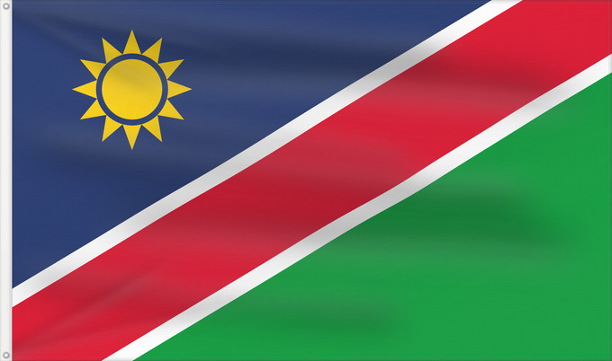 Bandera, con dos ojales metálicos y lado del asta reforzado: Namibia Namibie Namibië
