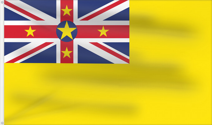 Bandera, con dos ojales metálicos y lado del asta reforzado: Niue	Niue  New Zealand	ニウエの国旗	Pīwari o Niuē