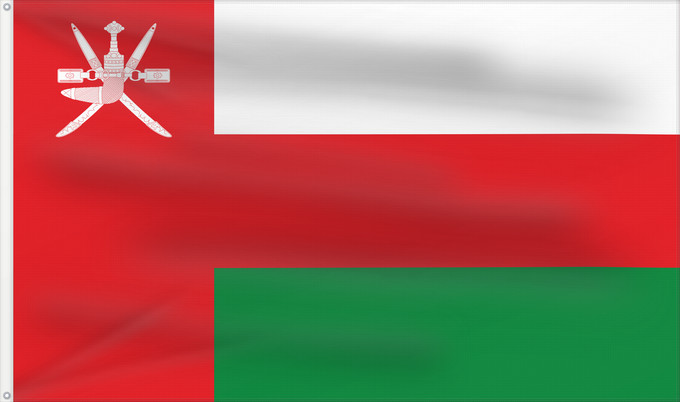 Drapeau, avec deux œillets métalliques et guindant renforcé : Oman	Omán