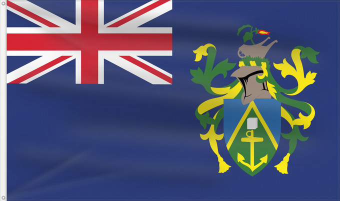 Bandera, con dos ojales metálicos y lado del asta reforzado: Pitcairn Islands Pitcairn Îles Pitcairn Islas Pitcairn Pitcairninseln Isole Pitcairn Pitkern Ailen Знаме на Питкерн Ynysoedd Pitcairn Ynysow Pitcairn