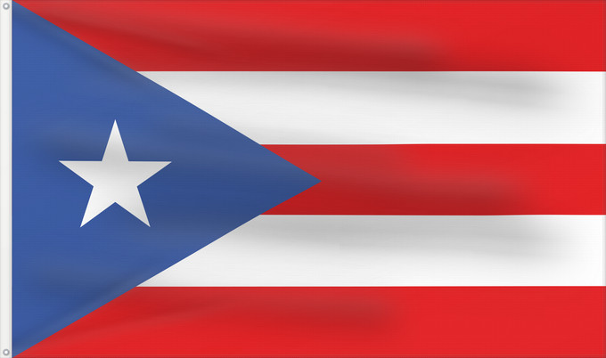 Flag, with two metal eyelets and reinforced hoist: Puerto Rico Porto Rico Puerto Ricos Portoryka Porto-Riko De Porto Rico Ka hae Pokoliko Standardo di Porto-Riko Portuum Divum Porto Rica Флаг Пуэрто-Рико Прапор Пуерто-Рико Stän Puertorikeänas