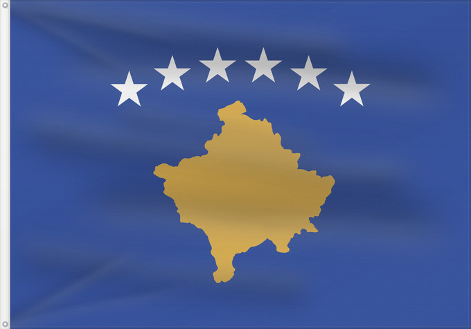 Drapeau, avec deux œillets métalliques et guindant renforcé : Kosovo Национално знаме на Косово Kosova Kosovon Koszovó コソボの国旗 Знаме на Косово Styago Kosovo Kosovar Флаг Косова I Kosovës Застава Косова / Zastava Kosova Прапор Косова 科索沃国旗